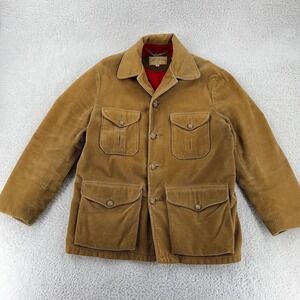 vtg 60s L.L. BEAN CORDUROY RED WOOL LINED BLAZER JACKET size 42 script tag label